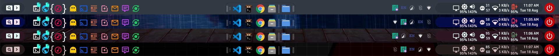 Polybar with 4 backgrounds